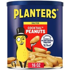 PLANTERS Salted Cocktail Peanuts, Party Snacks, Plant Based Protein 16oz 1