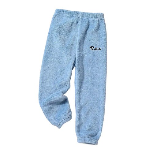 Color: Pink, Kid Size: 4T - Children Thicken Fleece Pants Boys and Girls Solid L - Picture 4 of 7
