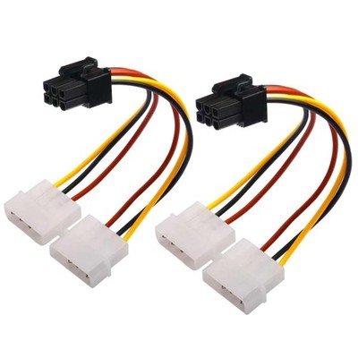 2er-Pack 4-Pin Molex auf 6-Pin PCIe Stromadapter   85W Energieübertragung