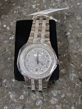 NEW Bulova Men's Swarovski Crystal Stainless Steel Silver Watch 96B235