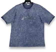 Vintage Thrashed Disney Mickey Mouse Motorcycle Tee Size XL Acid Wash Denim-Look