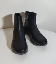 AQUATALIA Black Leather Weatherproof Ankle Boots Zip Comfort Shoes Womens 37
