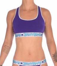 Ginch Gonch Women's Purple Haze Sports Bra Cotton Stretch Activewear NWT