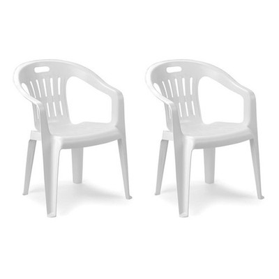 2er Set Kunststoff Bistrostuhl Gartenstuhl Stapelstuhl PIONA Bistrostuhl Weiß