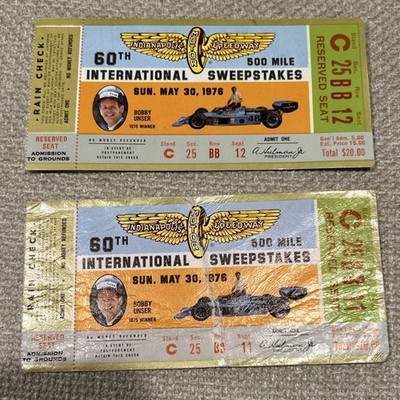 1976 Indy 500 Bobby Unser Ticket Stub Race Winner Indianapolis Motor Speedway