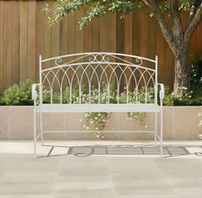 Antique White Rustic Metal Garden Bench - grade B return RRP £107.99