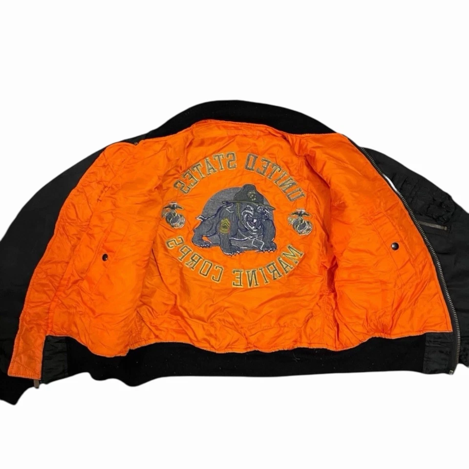 Vintage Alpha Industries Embroidered Marine Corp Bomber - Image 3 of 4