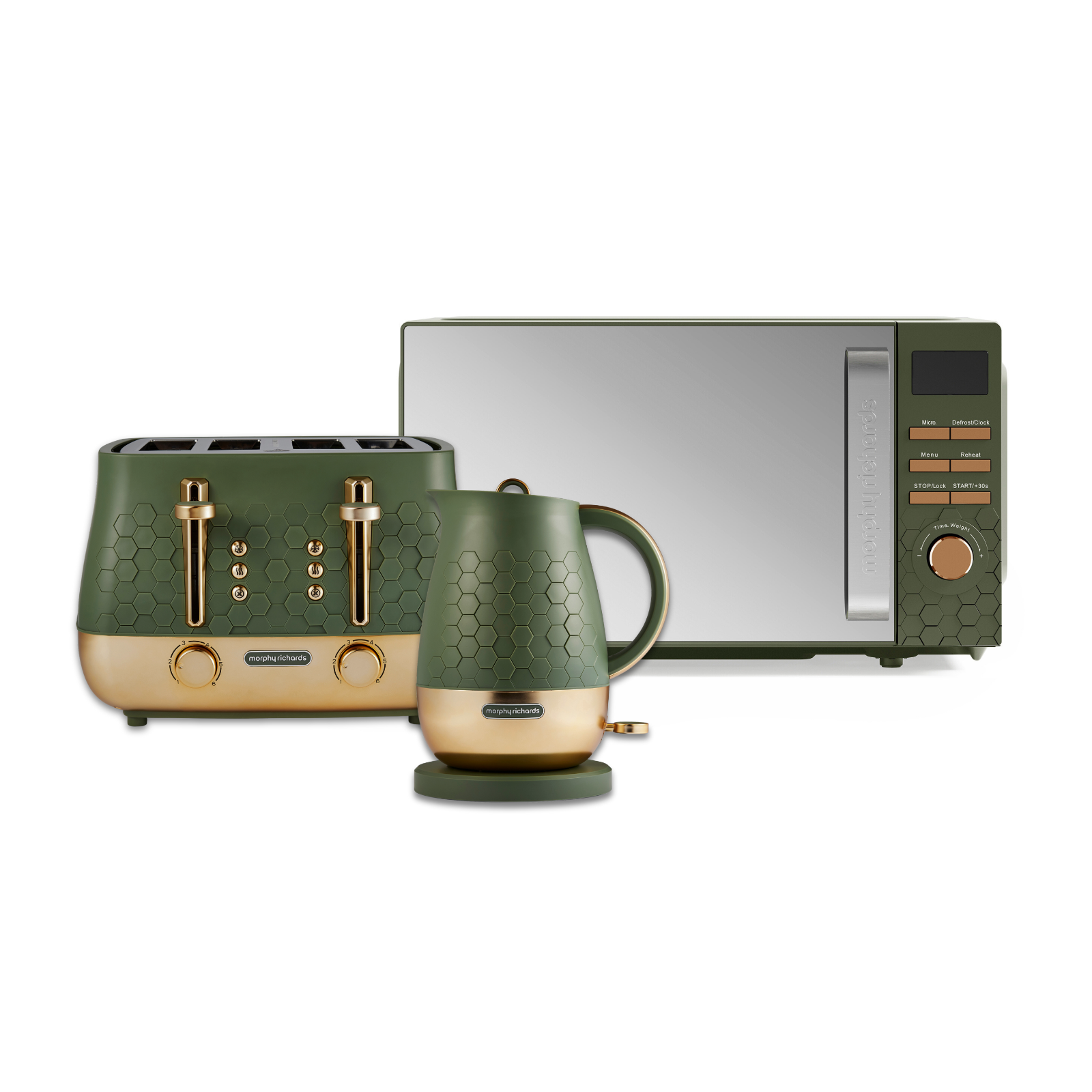 Morphy Richards Green Cassini Kettle, Toaster, Microwave Olivine Bundle In | : Medium - Image 2