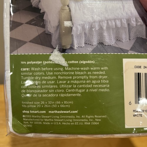 Martha Stewart Eyelet Accents Standard Sham White Embroidered Floral New - Picture 4 of 5