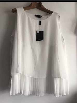 Marina Rinaldi Damen Bluse Neu Gr 52 AzA 70 Plissee NP 335 Italy