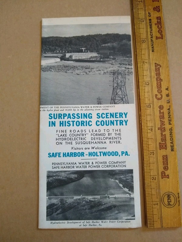 vintage Holtwood - Safe Harbor Hydo Brochure - Map - Pennsylvania