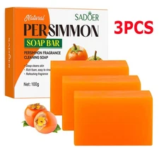 3pcs Natural Persimmon Soap Bar for Body Odor Control, Organic Deodorant Body
