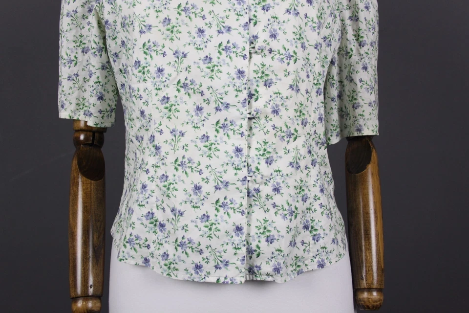 Blusa Top Laura Ashley Multicolor Floral Manga Corta Botón Delantero Talla 40 Foto 3 de 4