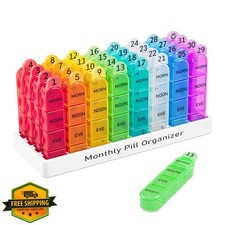 Daviky 30 Day Pill Organizer 4 Times Daily Medicine Case Supplement Holder