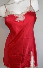 Victoria  s Secret Vibrant Coloring Satin Lace Trim Chemise Slip Nightgown M