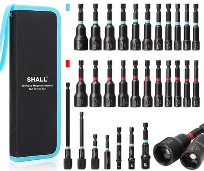 29-teiliges magnetisches Mutterndreher-Set, Schlagbohrer 1/4 Zoll Sechskantschaft, Sae &