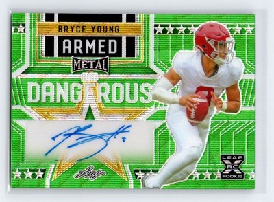 Bryce Young 2023 Leaf Metal #AD-BY1 Armed & Dangerous Kaleidoscope Green Auto /2