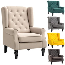 HOMCOM Modern Accent Chair, High Wingback Armchair with Retro Wood Legs