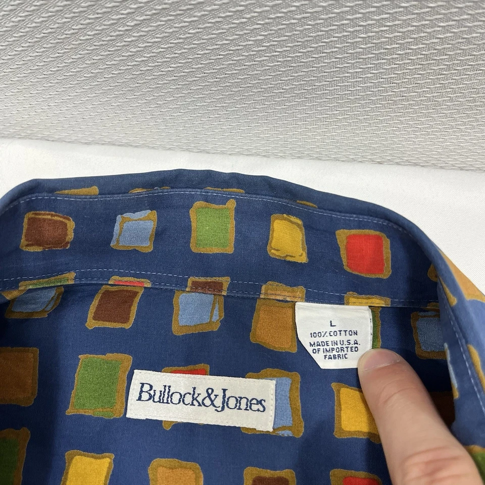 Bullock & Jones Shirt Mens L Multicolor Geometric Button Down Made USA Cotton - Image 3 of 4