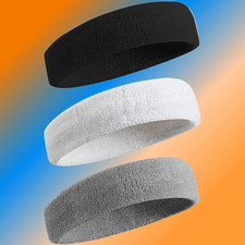 3pack Sports Headband Yoga Gym Sweatband Women Men Hair Bands Head Sweat Band