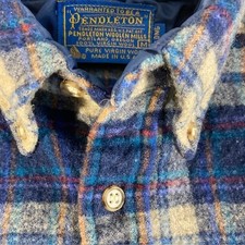 100  Virgin Wool Pendleton Woolen Mills Long Sleeve Made in USA Shirt S 1960s