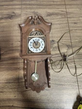 Vintage Spartus Mini Hanging Grandfather Wall Clock