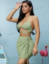 NWT Fashion Nova Out For The Night Bandage Set - Olive Set Xs