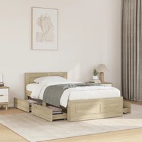 Bettgestell Mit Kopfteil 100X200 Cm Sonoma-Eiche Holzwerkstoff
