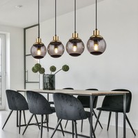 HäNgelampe Leuchte Pendelleuchte Esszimmerlampe Retro 4 Flammig Glas Rauchfarben