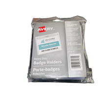 Image of Avery Horizontal Name Badge Holders, 3" X 4", Clear, 25 Pack (74471)