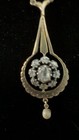 Vintage 14K Gold Rose Cut Diamond Pendant Necklace Pearl Drop 18” — photo 5