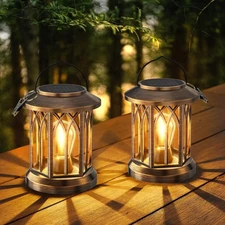 Solar Lanterns Outdoor Lights, 2 Pack Bright Lanterns Outdoor Waterproof with...