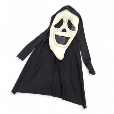 Fun World ''Smiley'' Scream Face Mask Hood Ghost Costume Halloween Grim Reaper