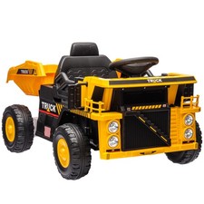 Qaba Kids Ride on Dump Truck,12V Ride on Car with Electric Dump Bed and Extra S