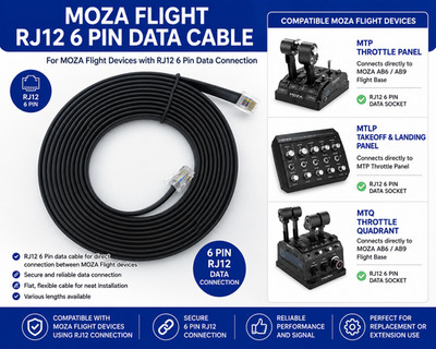 MOZA MTQ THROTTLE QUADRANT FLIGHT SIMULATION UNIT - 6 PIN BLACK DATA CABLE