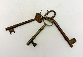 Lot of 3 Brass Antique Numbered Hotel Room Keys