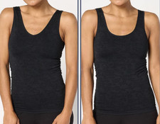 Breezies Seamless Floral Reversible Neckline Tank X-Large Black A648397 11802