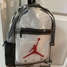 Jordan Jumpman Clear Backpack Black/Red  Bottle Pocket includes a pencil case