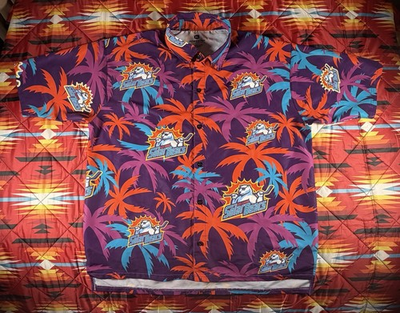 #ad #ad POWERTEK NHL Hockey Orlando Solar Bears Hawaiian Button Up Shirt Men#x27;s XL Rare $40.47