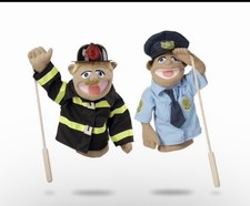 Melissa Doug Rescue Puppet Set - Police Officer and Firefighter