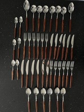 Vintage Retro Glosswood Stainless Steel 44 Piece Cutlery Set Sheffield