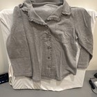 Cabernet Petites Women's Pajama Set Gray Solid Jersey Button Front PS Ruffle — photo 1