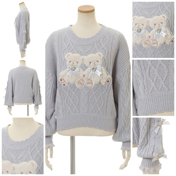 Liz Lisa - Teddy Bear Sweater - Baby Blue - NWT - Black - One Size