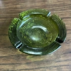 Vintage Green Pressed Glass Round Decorative Ashtray Anchor Hocking Soreno 6.25”