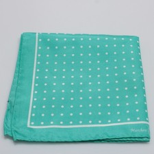 Marchesi di Como NWOT Silk / Linen Blend Pocket Square In Blue with White Dots