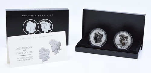 2023 Morgan and Peace Dollar Reverse Proof Two-Coin Set in OGP
