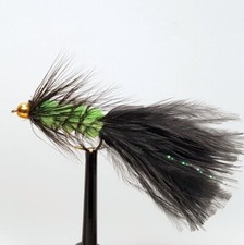 3 x Gold Head Black & Lime Tadpole Trout Flies Sizes 8,10,12,14  Available