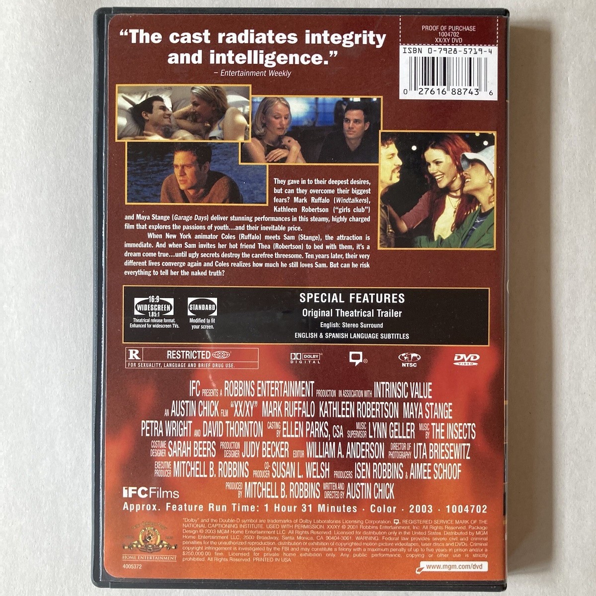 XX/XY (DVD) Austin Chick, Kathleen Robertson, Mark Ruffalo, Maya