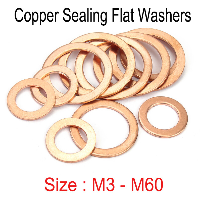 Copper Sealing Washers Gasket Rings Flat Seal Washer M3 M4 M5 M6 M8 M10 ...
