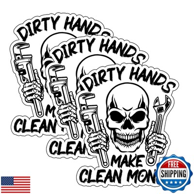 (3PCs) Dirty Hands Make Clean Money Blue Collar Hard Hat Electrician Lineman 